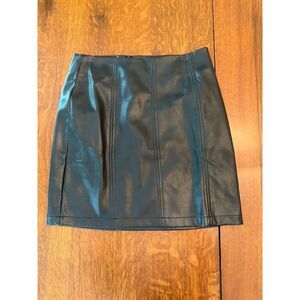 Faux Leather Mini Skirt | Black Vegan Leather | High Waist | Size S